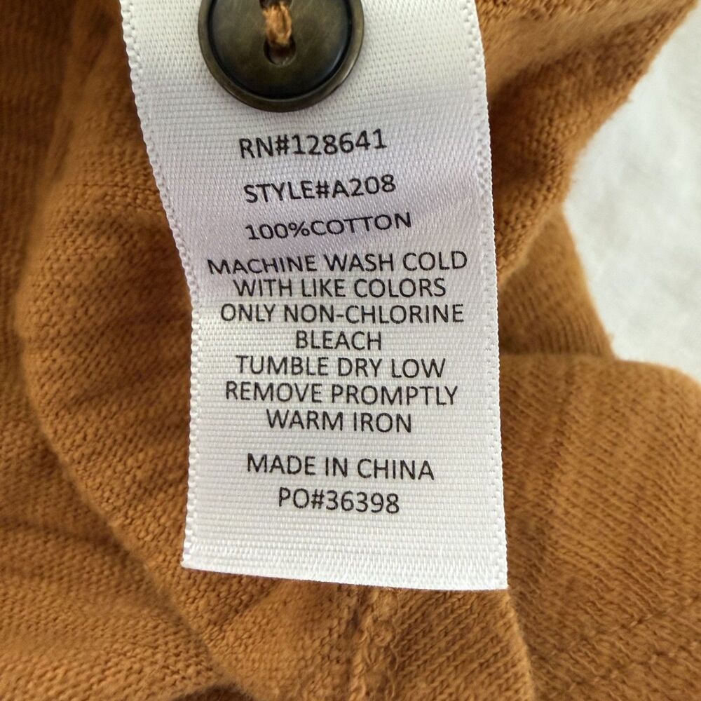 Techstyles Womens 1/4 Button Henley T-Shirt L Mustard Brown Casual Top - Picture 10 of 10
